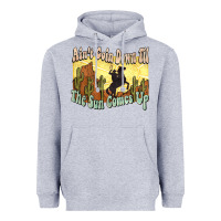 Heather Grey aint goin down til the sun comes up cowboy Heavyweight Hoodie - NancyCooperArtShop