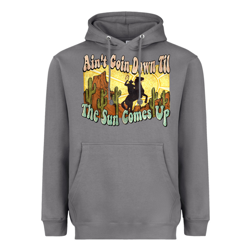 Aint Goin Down Til The Sun Comes Up Cowboy Heavyweight Hoodie by NancyCooperArtShop | Teevron