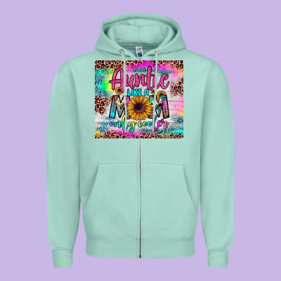 Auntie Like A Mom Zipper Hoodie Designed By Jahusdesignshop