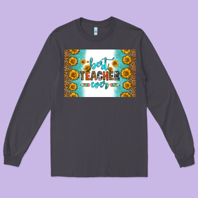 Best Teacher Ever Skinny Metal Can Holder Long Sleeve Tee Designed By Hra Design Shop