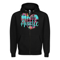 Black auntie leopard turquoise heart Zipper Hoodie - JahusDesignShop