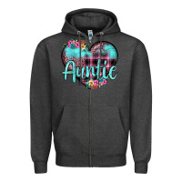 Charcoal Heather auntie leopard turquoise heart Zipper Hoodie - JahusDesignShop