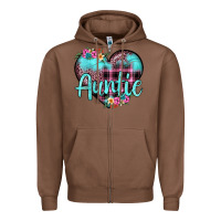 Chestnut auntie leopard turquoise heart Zipper Hoodie - JahusDesignShop