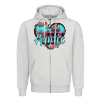 Auntie Leopard Turquoise Heart Zipper Hoodie | Teevron