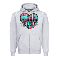 Heather Grey auntie leopard turquoise heart Zipper Hoodie - JahusDesignShop