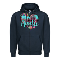 Navy auntie leopard turquoise heart Zipper Hoodie - JahusDesignShop
