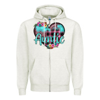 Oatmeal Heather auntie leopard turquoise heart Zipper Hoodie - JahusDesignShop
