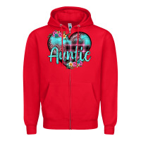Red auntie leopard turquoise heart Zipper Hoodie - JahusDesignShop