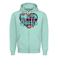 Seafoam auntie leopard turquoise heart Zipper Hoodie - JahusDesignShop