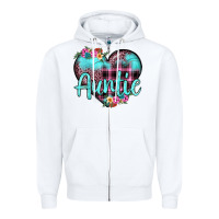 White auntie leopard turquoise heart Zipper Hoodie - JahusDesignShop
