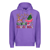 Purple get in loser we're slaying christmas Premium Hoodie - MaliasSmallBusiness