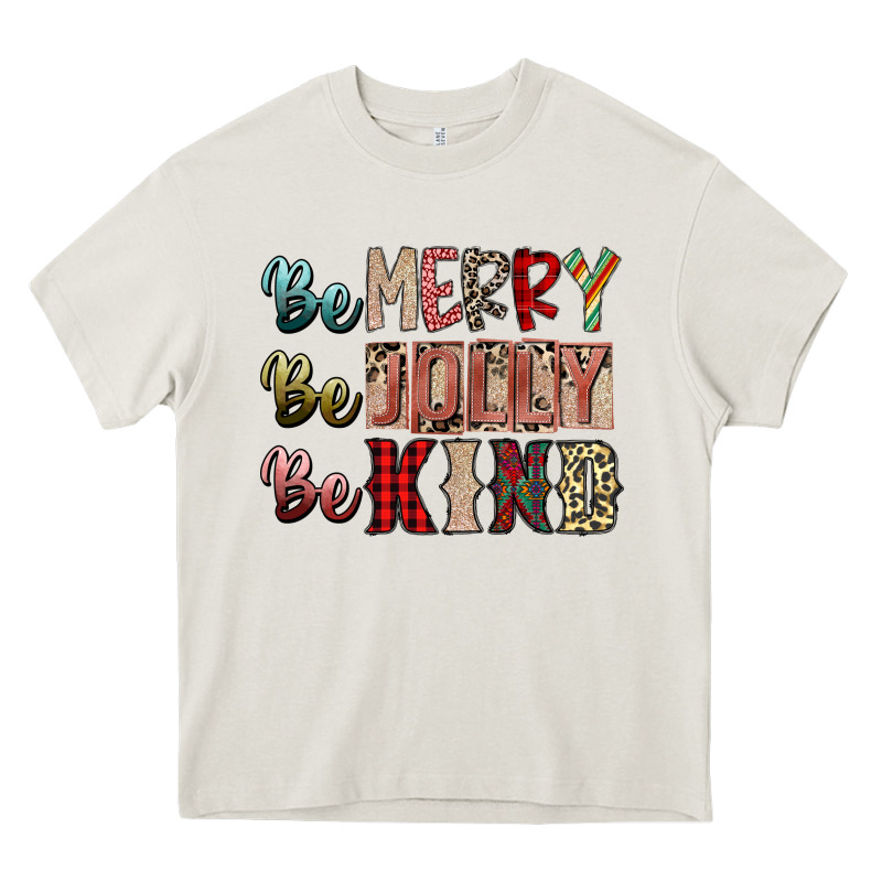 Be Merry Be Jolly Be Kind Heavy Core Tee by SublimationCraftShop | Teevron