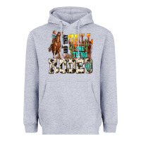 Heather Grey and they call the thing rodeo Heavyweight Hoodie - NancyCooperArtShop