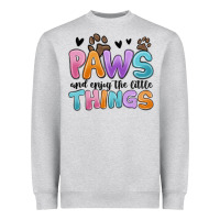 Heather Grey paws and enjoy the little things Heavyweight Sweatshirt - MaliasSmallBusiness