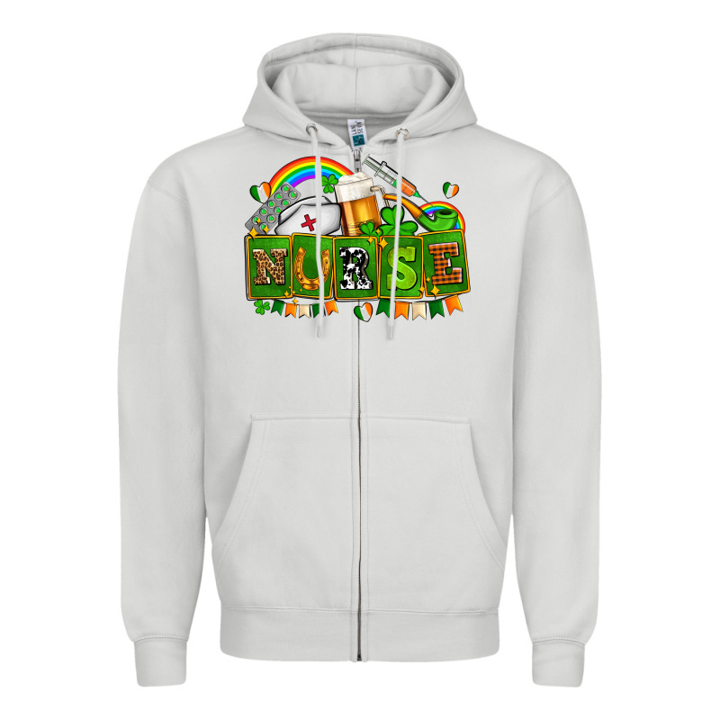 St Patricks Nurse Zipper Hoodie by AdoDesignShop | Teevron