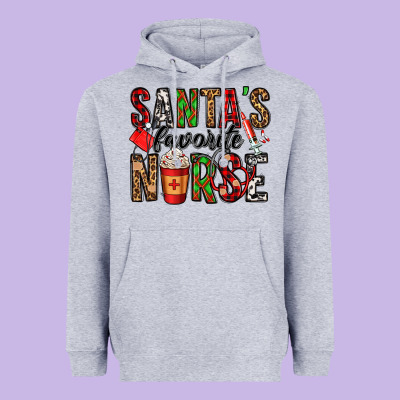 Santa's Favorite Nurse Heavyweight Hoodie Designed By Jasminsmagicworld