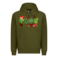 Army Green christmas cactus Premium Hoodie - MaliasSmallBusiness