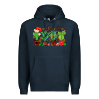Navy christmas cactus Premium Hoodie - MaliasSmallBusiness