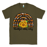 Army Green Thankful Vibes Only Classic Tee - CowhideDigitalArt