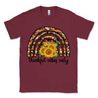 Burgundy Thankful Vibes Only Classic Tee - CowhideDigitalArt