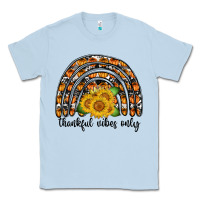 Dusty Blue Thankful Vibes Only Classic Tee - CowhideDigitalArt