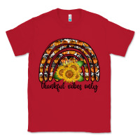 Red Thankful Vibes Only Classic Tee - CowhideDigitalArt
