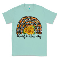 Seafoam Thankful Vibes Only Classic Tee - CowhideDigitalArt