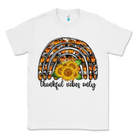 White Thankful Vibes Only Classic Tee - CowhideDigitalArt