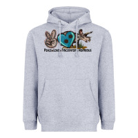 Heather Grey peace love triceratops horridus Heavyweight Hoodie - LillyAllenDesigns