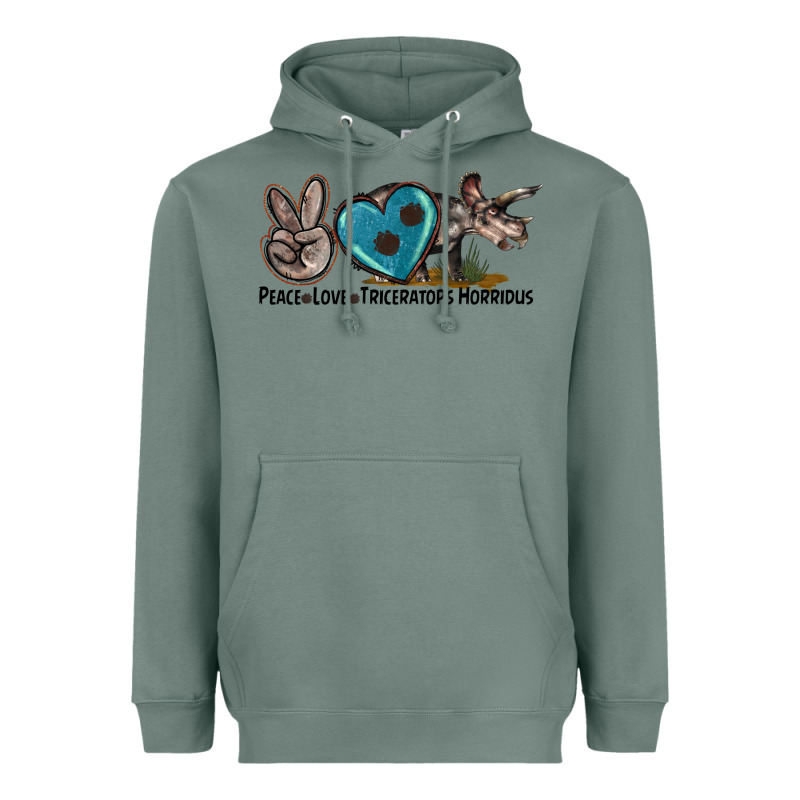 Peace Love Triceratops Horridus Heavyweight Hoodie by LillyAllenDesigns | Teevron