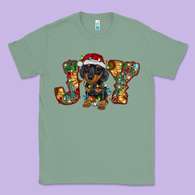 Dachshund Puppy Christmas Joy Classic Tee Designed By Barkaloodesign