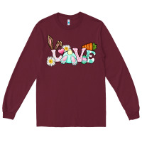 Burgundy Love Easter bunny Easter Day Long Sleeve Tee - CowGirlArtShop