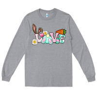 Heather Grey Love Easter bunny Easter Day Long Sleeve Tee - CowGirlArtShop