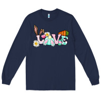 Navy Love Easter bunny Easter Day Long Sleeve Tee - CowGirlArtShop