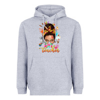 Heather Grey art teacher messy bun Heavyweight Hoodie - NancyCooperArtShop