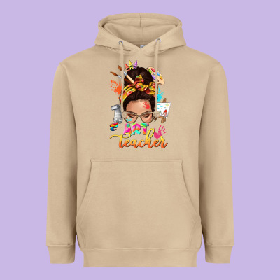 Art Teacher Messy Bun Heavyweight Hoodie Designed By Nancycooperartshop