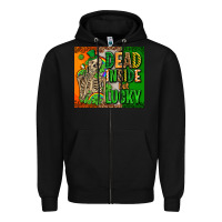 Black irish flag with shamrocks  dead inside but lucky Zipper Hoodie - AdoDesignShop