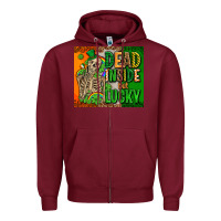 Burgundy irish flag with shamrocks  dead inside but lucky Zipper Hoodie - AdoDesignShop
