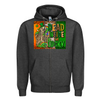 Charcoal Heather irish flag with shamrocks  dead inside but lucky Zipper Hoodie - AdoDesignShop