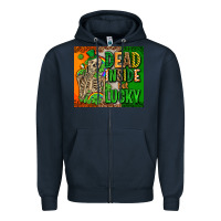 Navy irish flag with shamrocks  dead inside but lucky Zipper Hoodie - AdoDesignShop