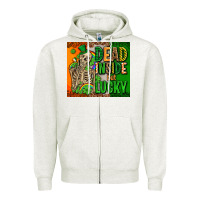 Oatmeal Heather irish flag with shamrocks  dead inside but lucky Zipper Hoodie - AdoDesignShop
