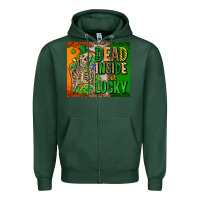 Sports Green irish flag with shamrocks  dead inside but lucky Zipper Hoodie - AdoDesignShop