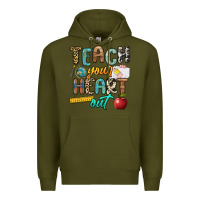 Army Green teach your heart out Premium Hoodie - NancyCooperArtShop