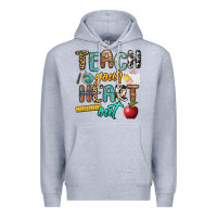 Heather Grey teach your heart out Premium Hoodie - NancyCooperArtShop