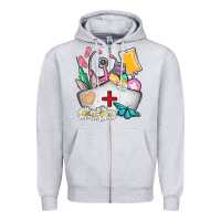 Heather Grey nurse  easter Zipper Hoodie - AdoDesignShop