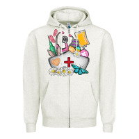 Oatmeal Heather nurse  easter Zipper Hoodie - AdoDesignShop