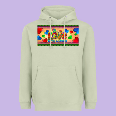 Love Autism Awareness License Plate Template Heavyweight Hoodie Designed By Barkaloodesign