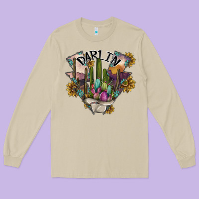 Darlin Long Sleeve Tee Designed By Sublimationcraftshop