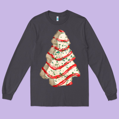 White Christmas Cake Long Sleeve Tee Designed By Fadigitalartstudio