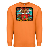 Carrot hot coco christmas highland cow with background Premium Sweatshirt - Jasminsmagicworld